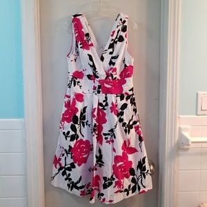 Pleated Floral Dress with Pockets
